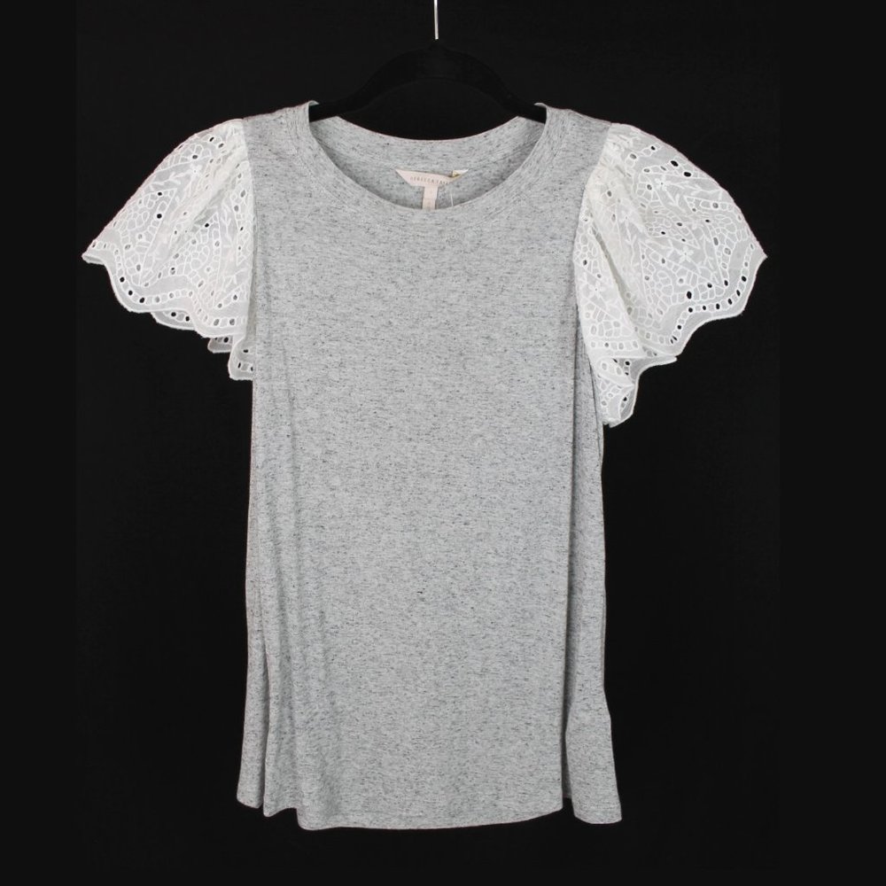 Rebecca Taylor Grey & White Livy Top NEW $225